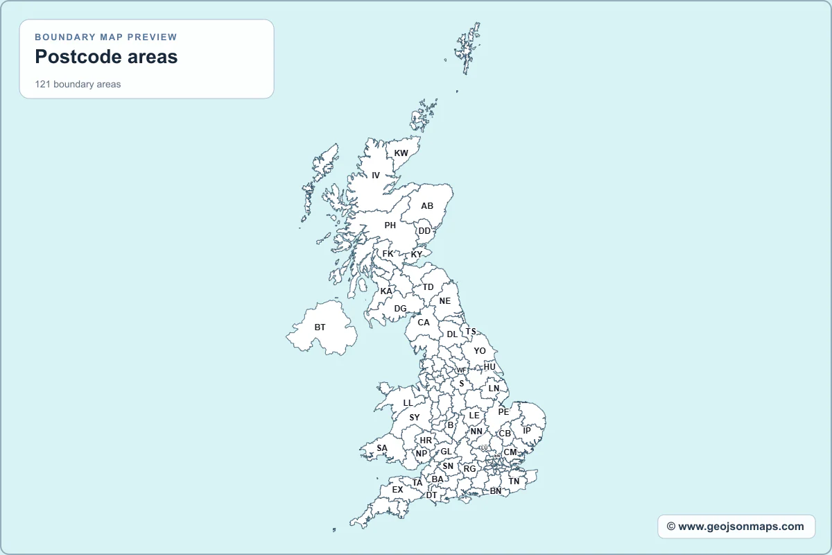 Preview of Postcode areas map