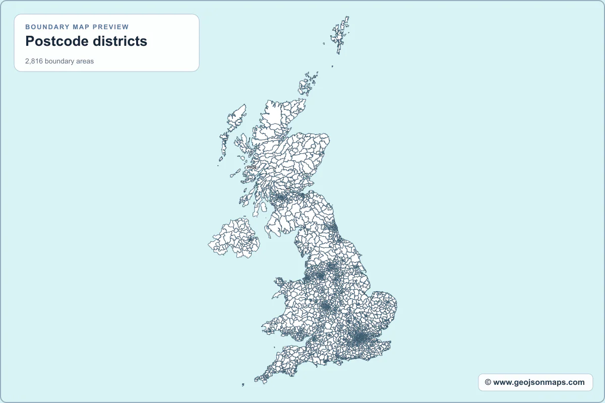 Preview of Postcode districts map
