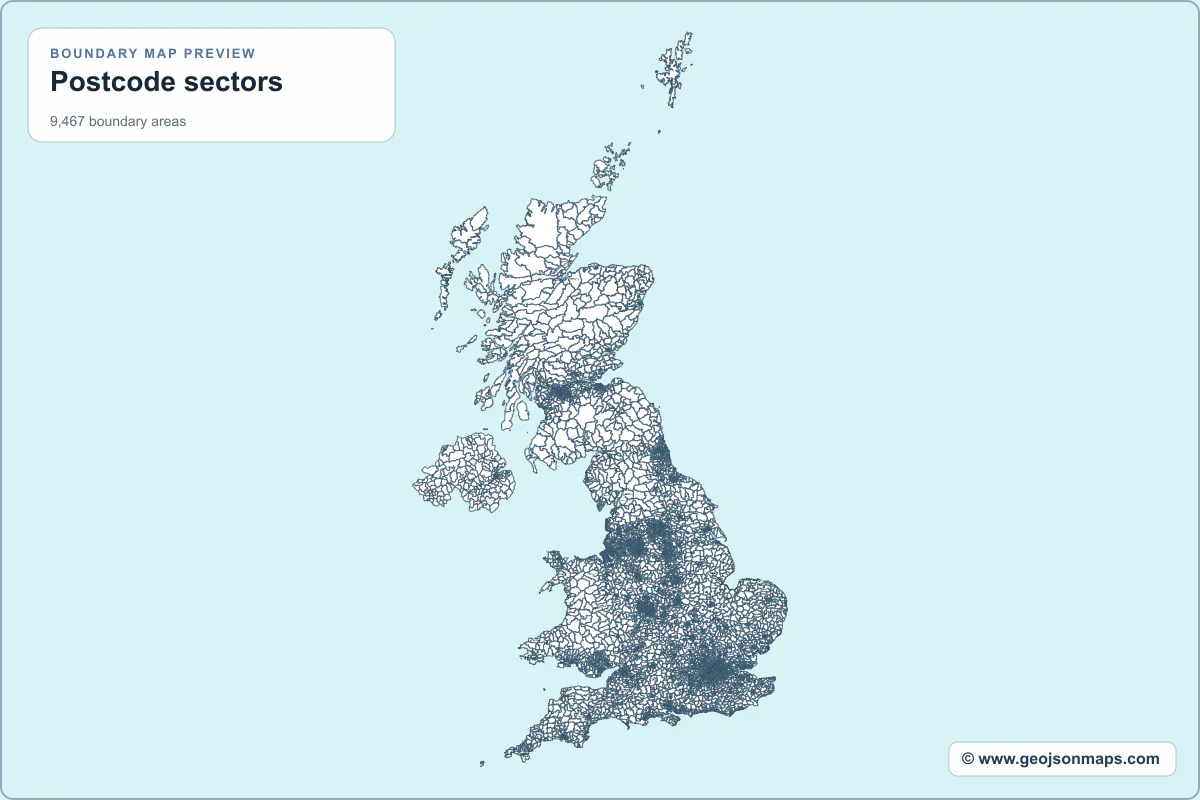 Preview of Postcode sectors map