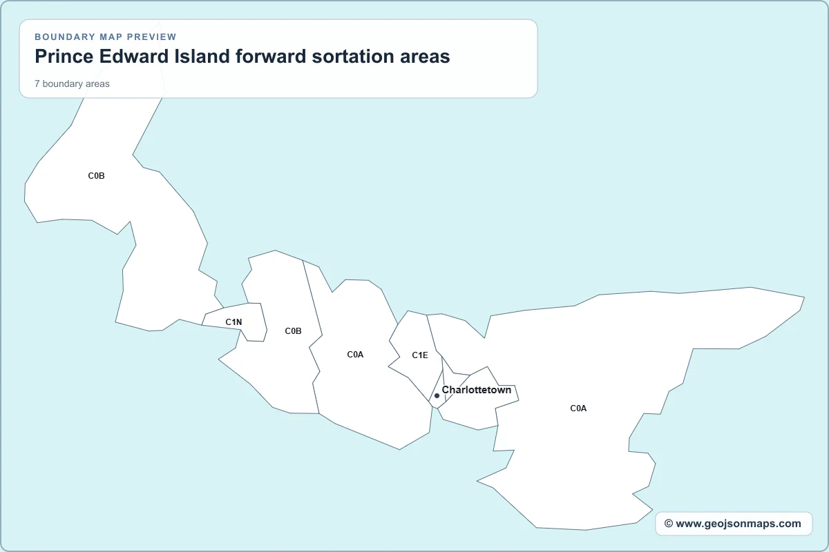 Preview of Prince Edward Island forward sortation areas map