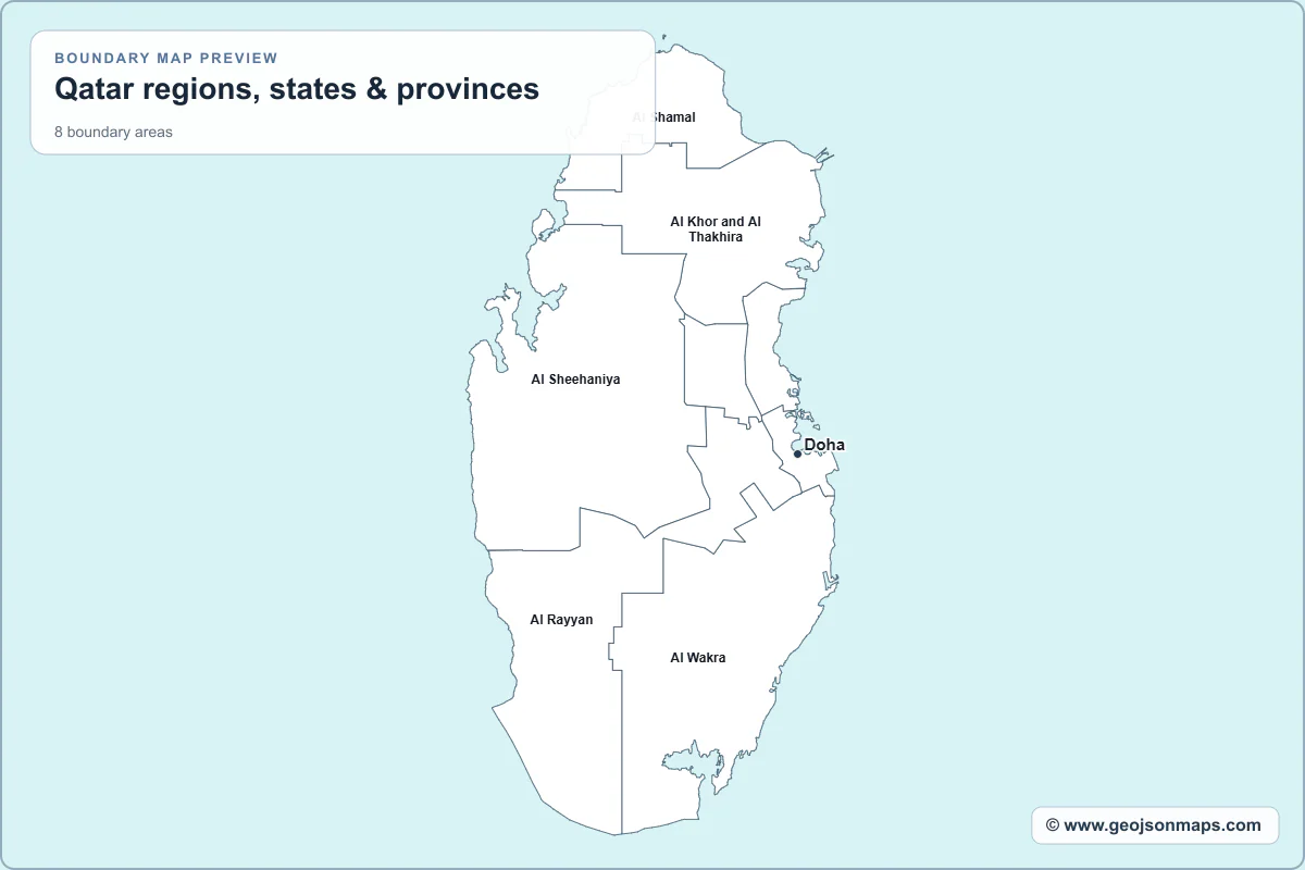 Preview of Qatar regions, states & provinces map