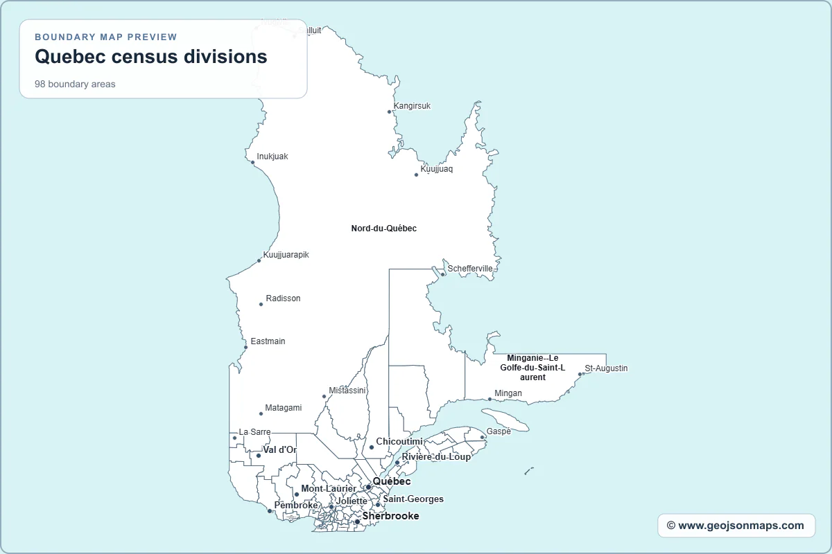 Preview of Quebec census divisions map