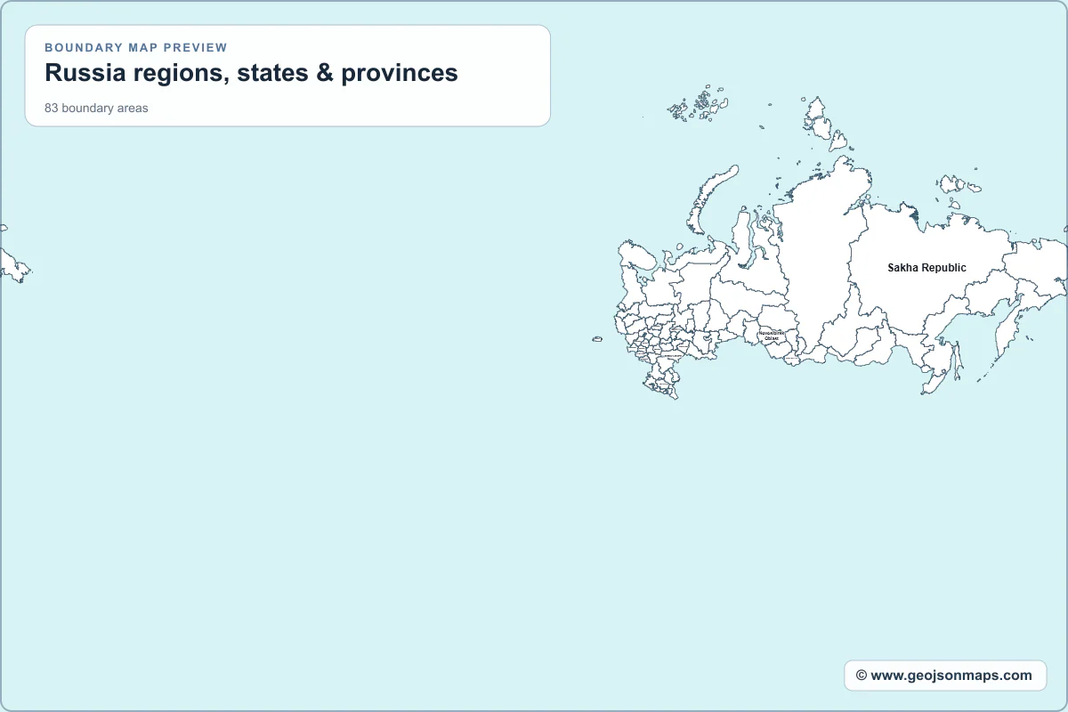 Preview of Russia regions, states & provinces map