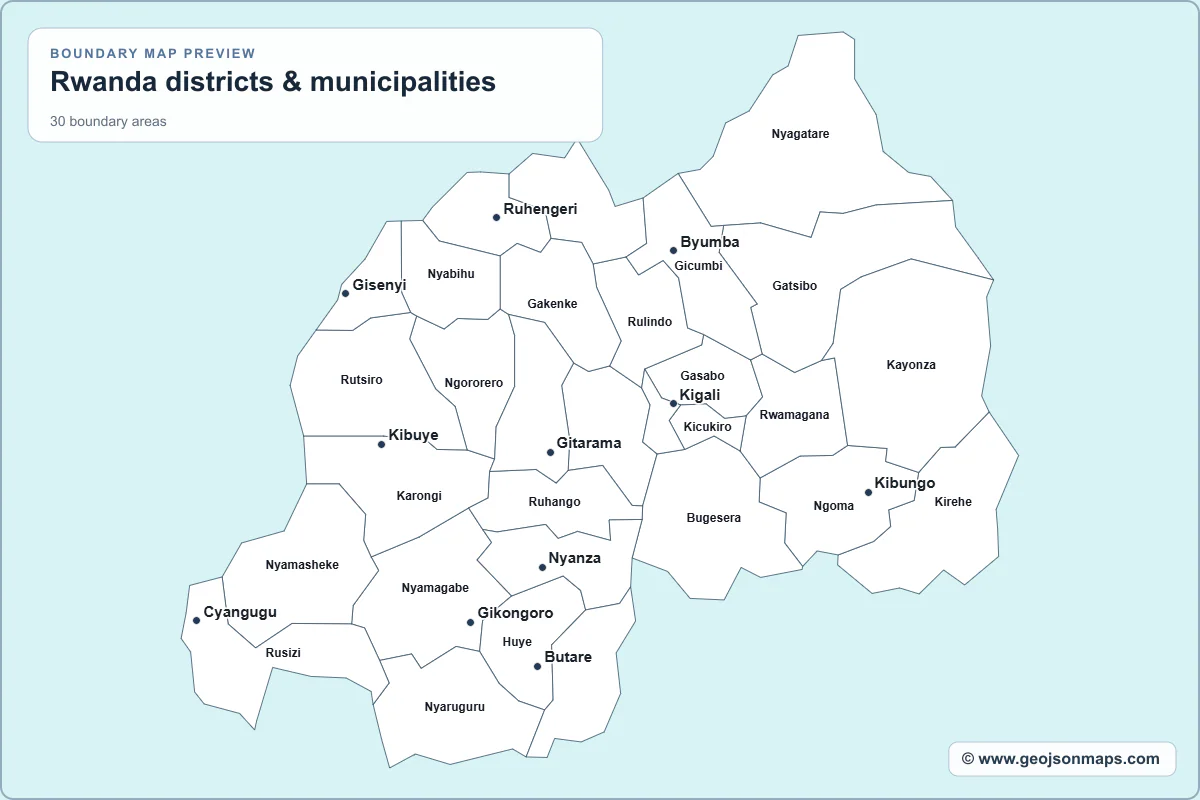 Preview of Rwanda districts & municipalities map