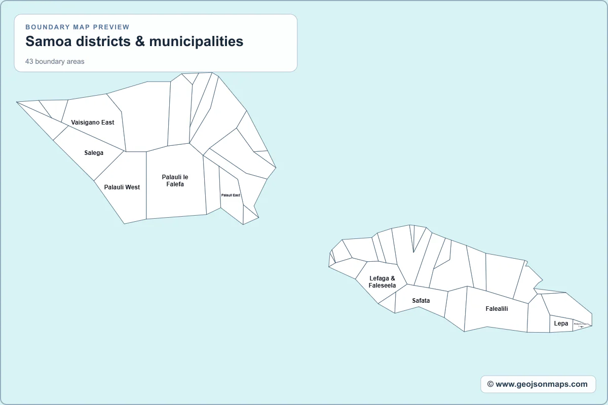 Preview of Samoa districts & municipalities map