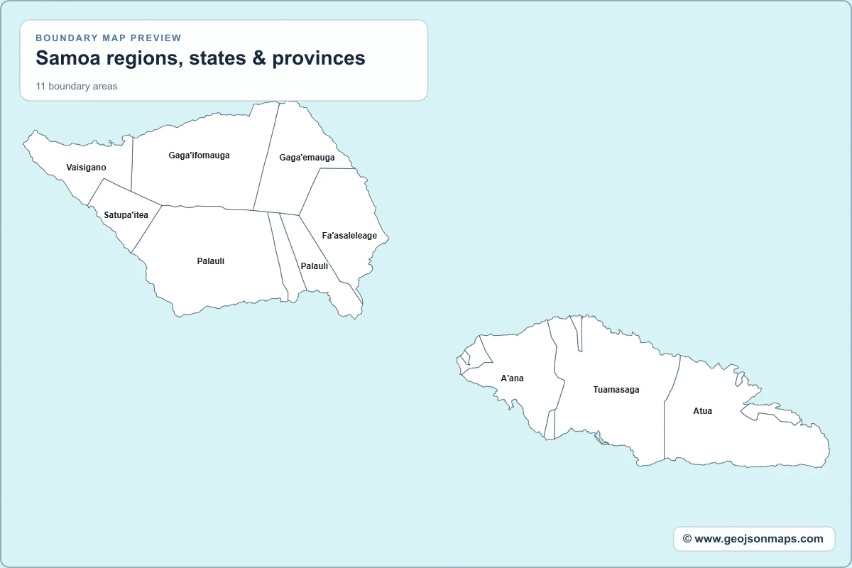 Preview of Samoa regions, states & provinces map