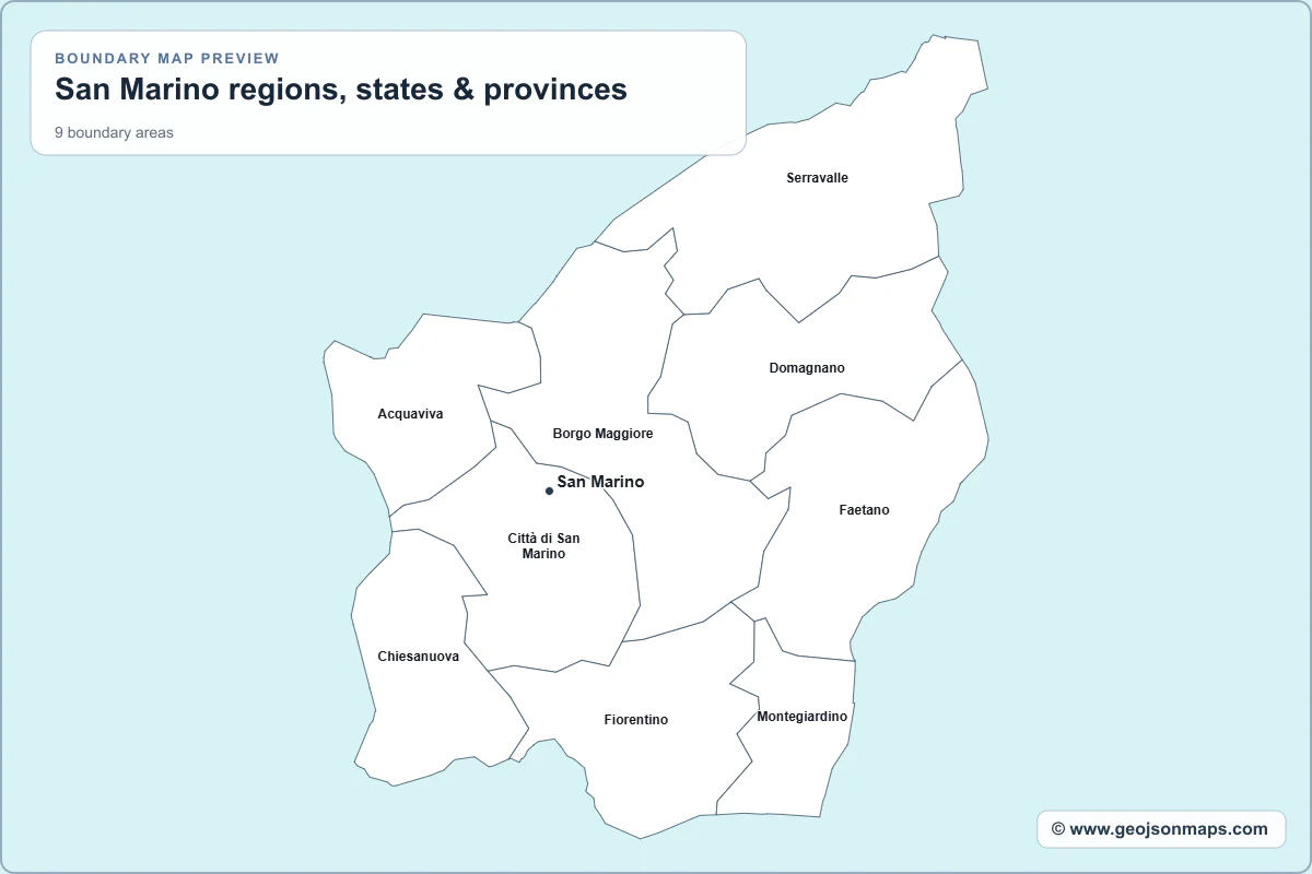 Preview of San Marino regions, states & provinces map