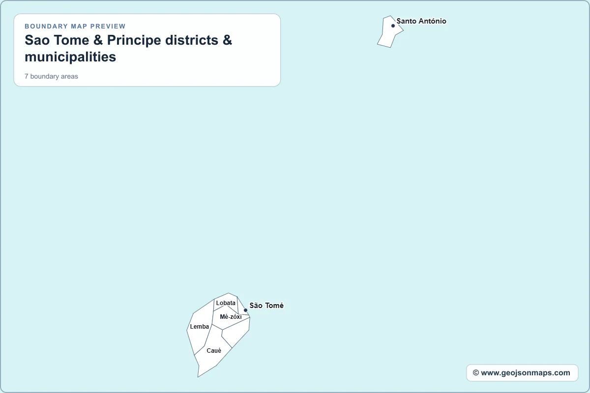 Preview of Sao Tome & Principe districts & municipalities map