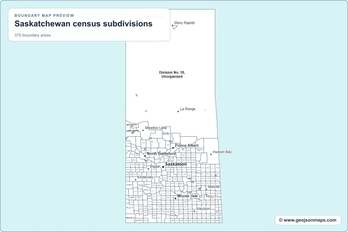 Preview of Saskatchewan census subdivisions map