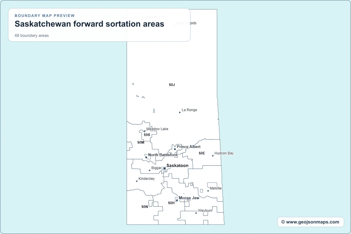 Preview of Saskatchewan forward sortation areas map