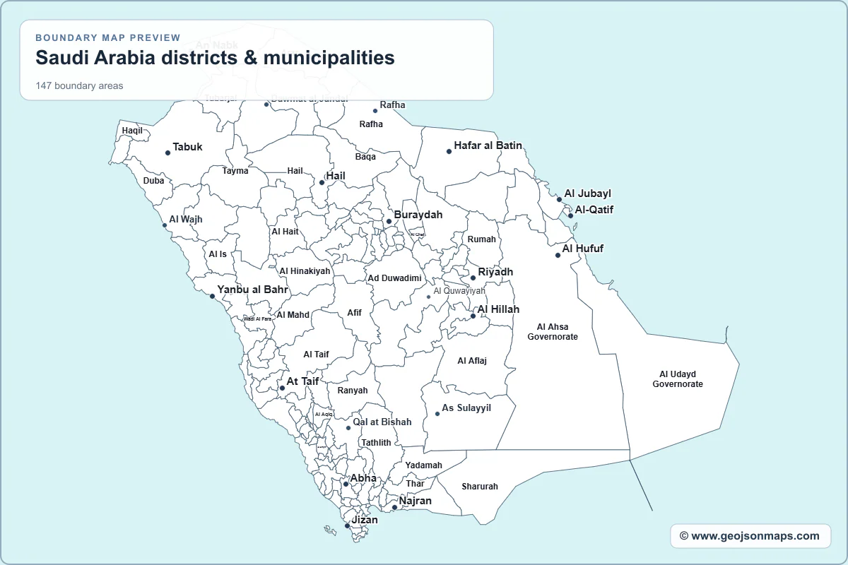 Preview of Saudi Arabia districts & municipalities map