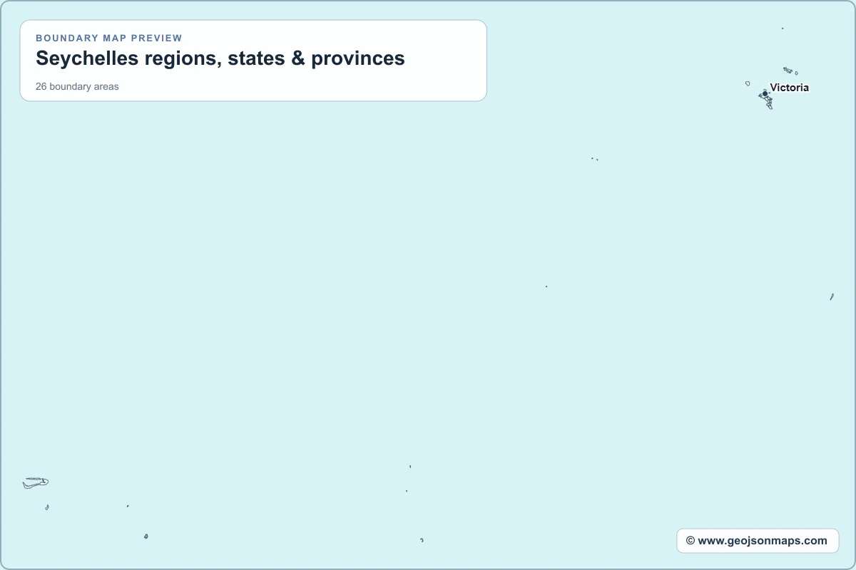 Preview of Seychelles regions, states & provinces map