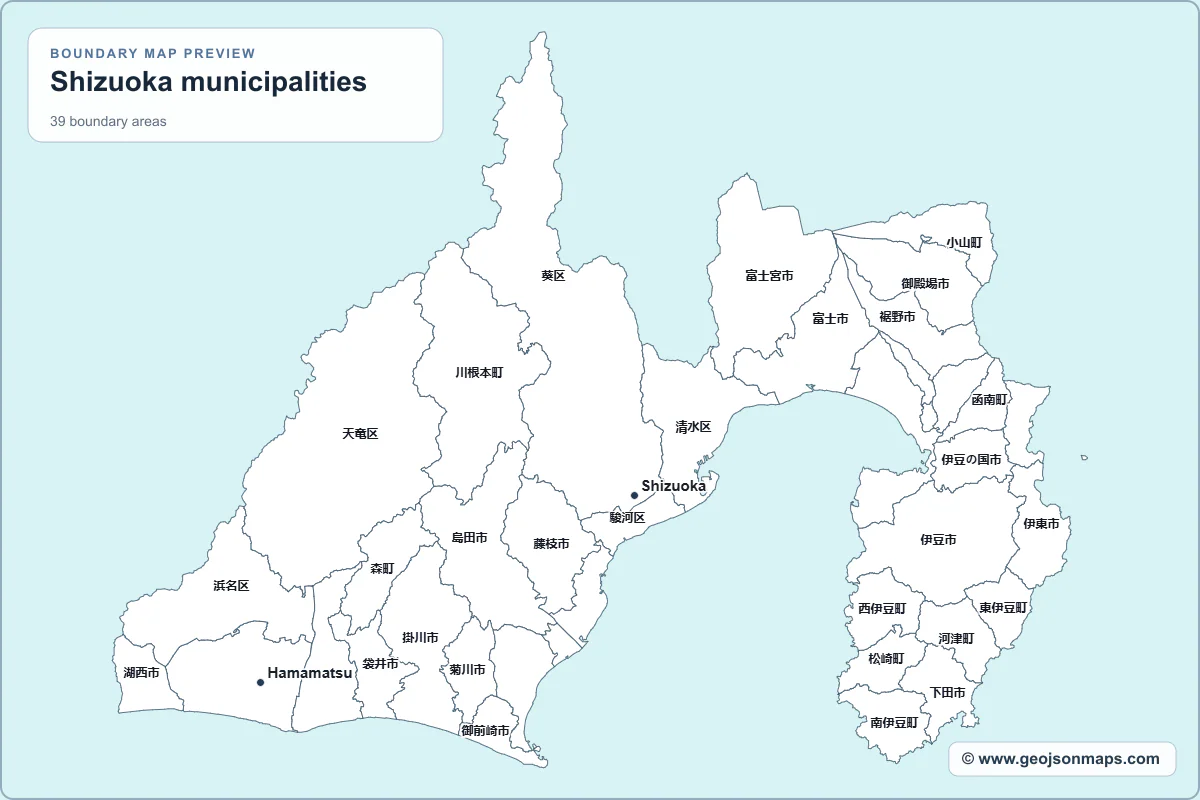Preview of Shizuoka municipalities map