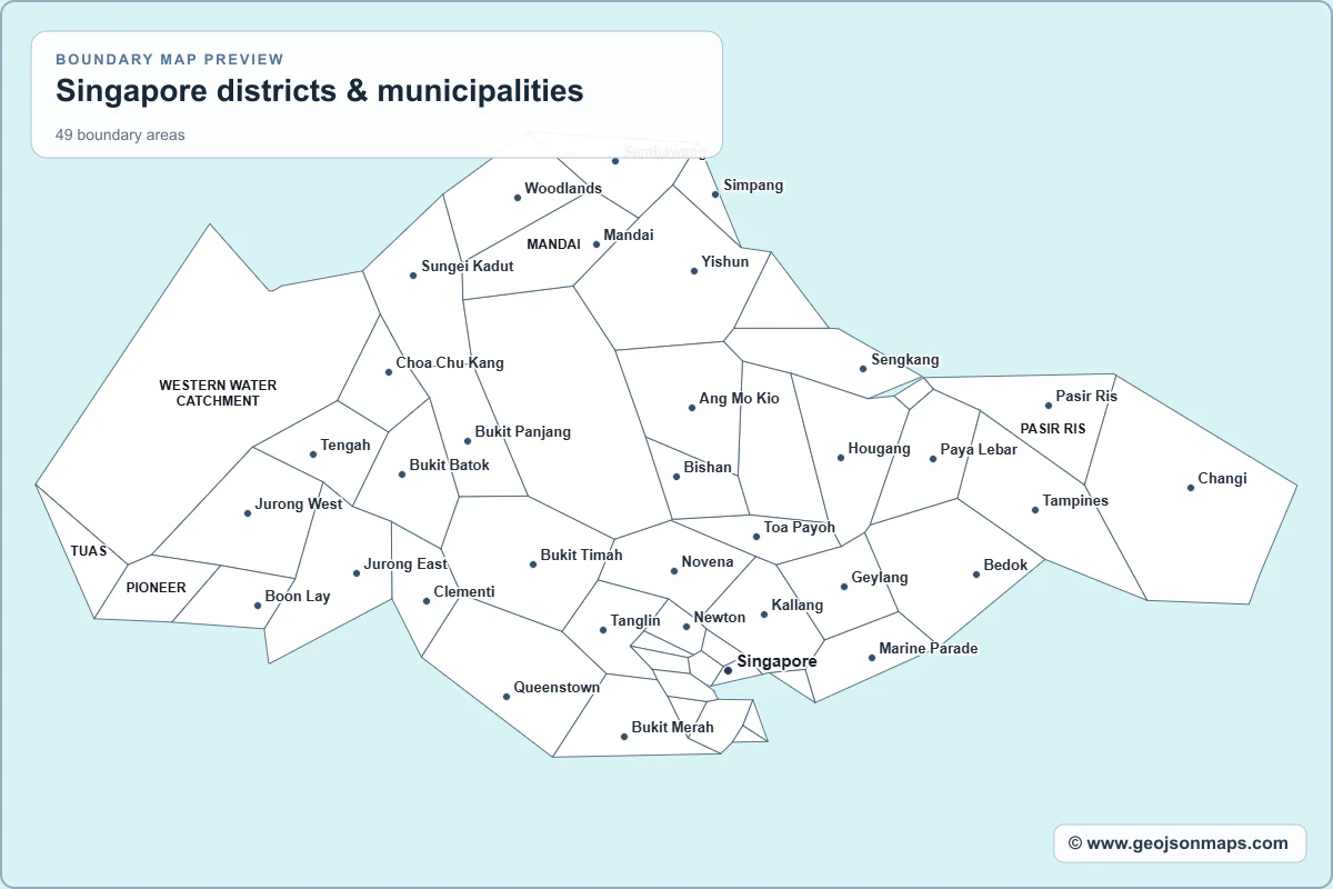 Preview of Singapore districts & municipalities map