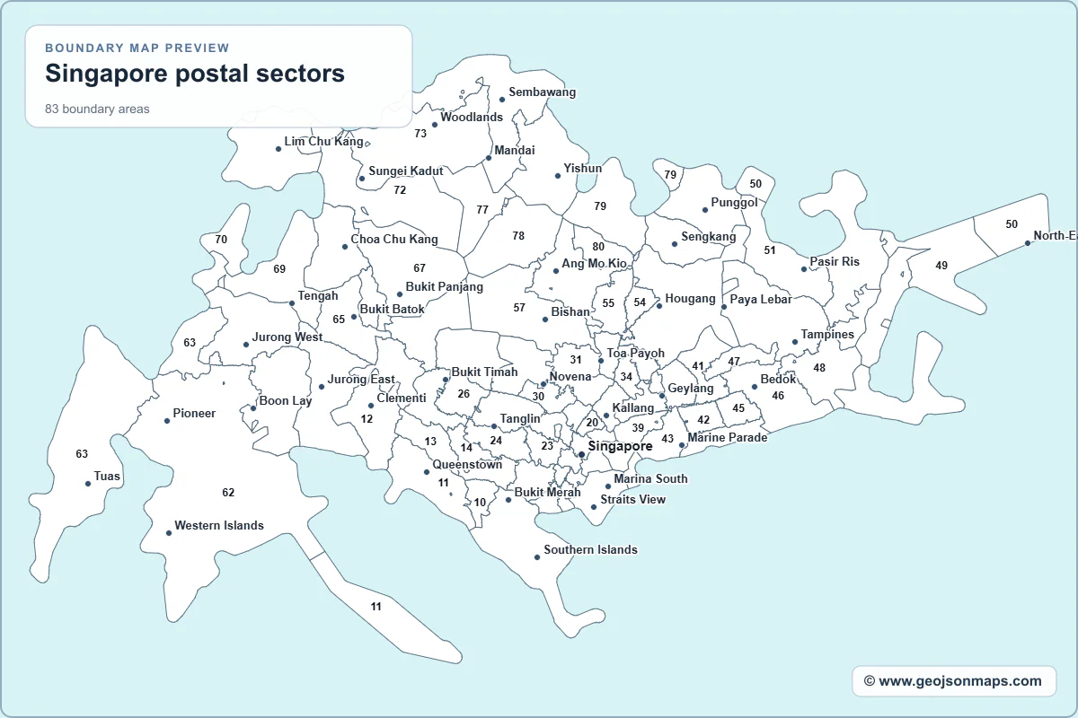 Preview of Singapore postal sectors map