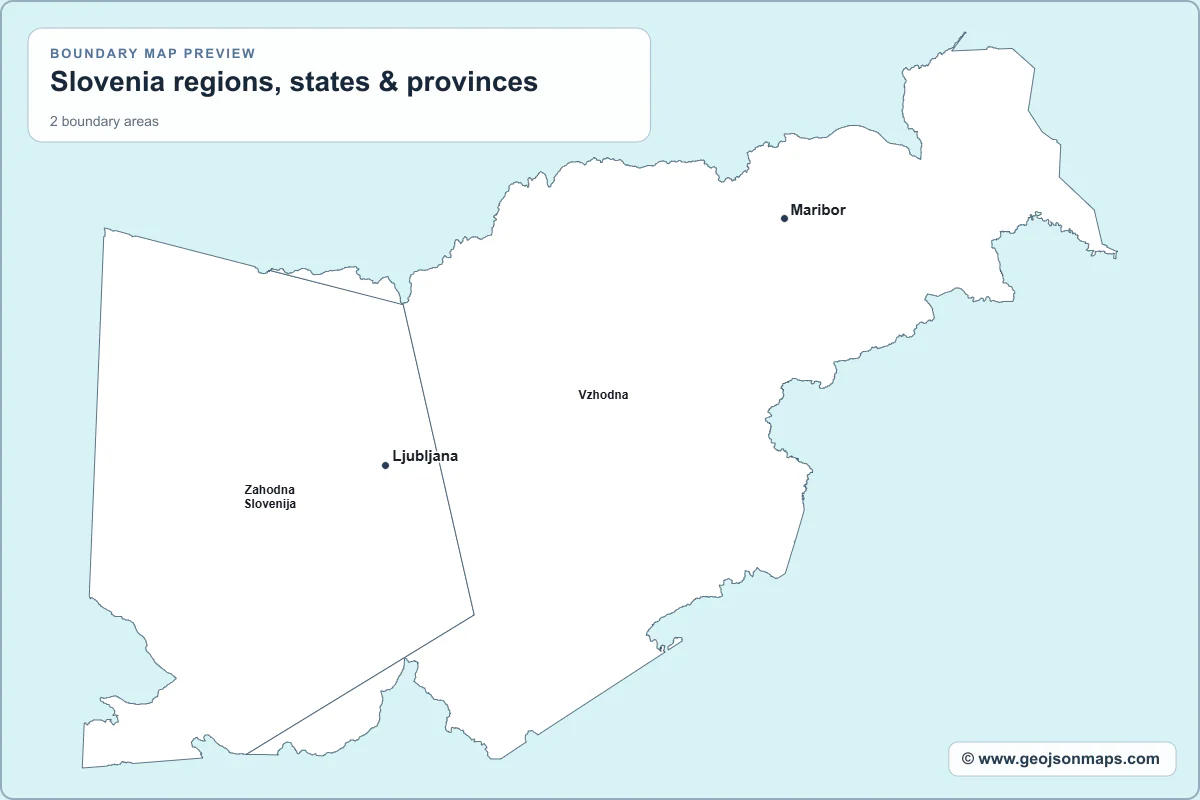 Preview of Slovenia regions, states & provinces map