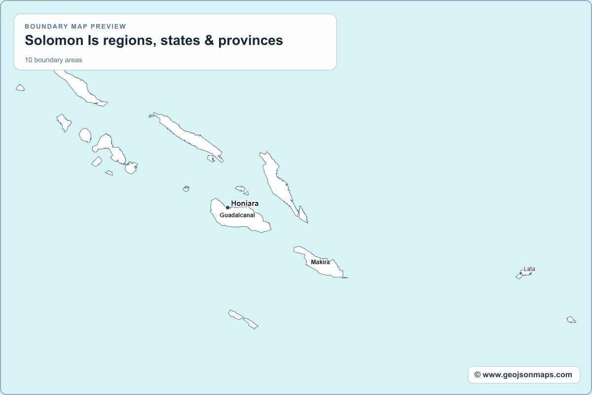 Preview of Solomon Is regions, states & provinces map