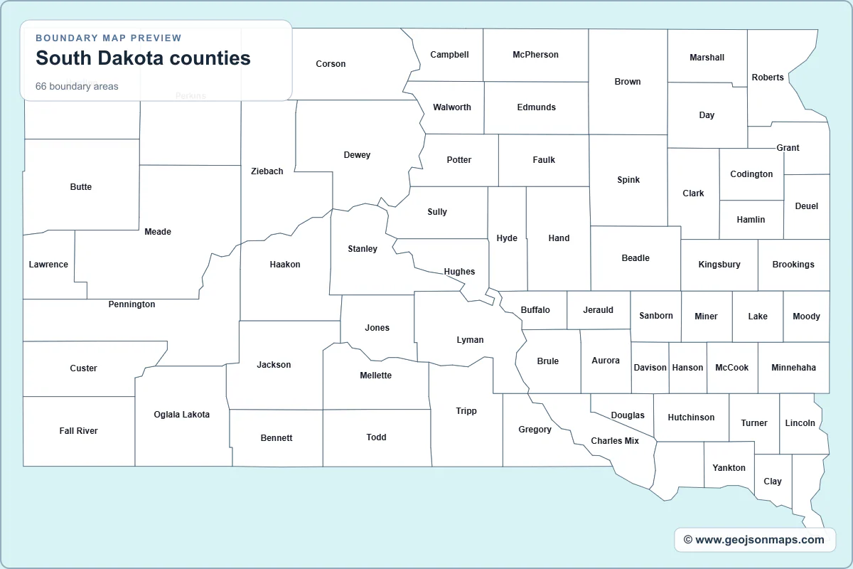 Preview of South Dakota counties map