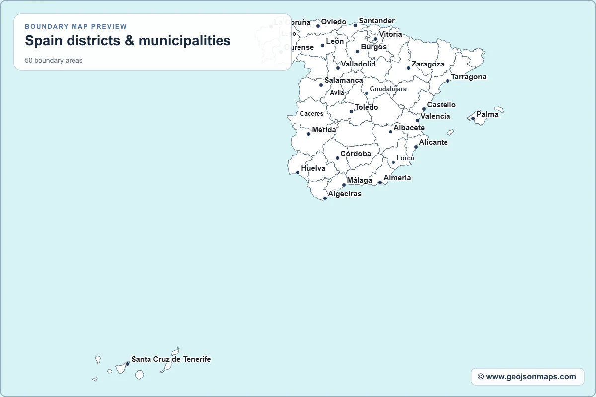 Preview of Spain districts & municipalities map