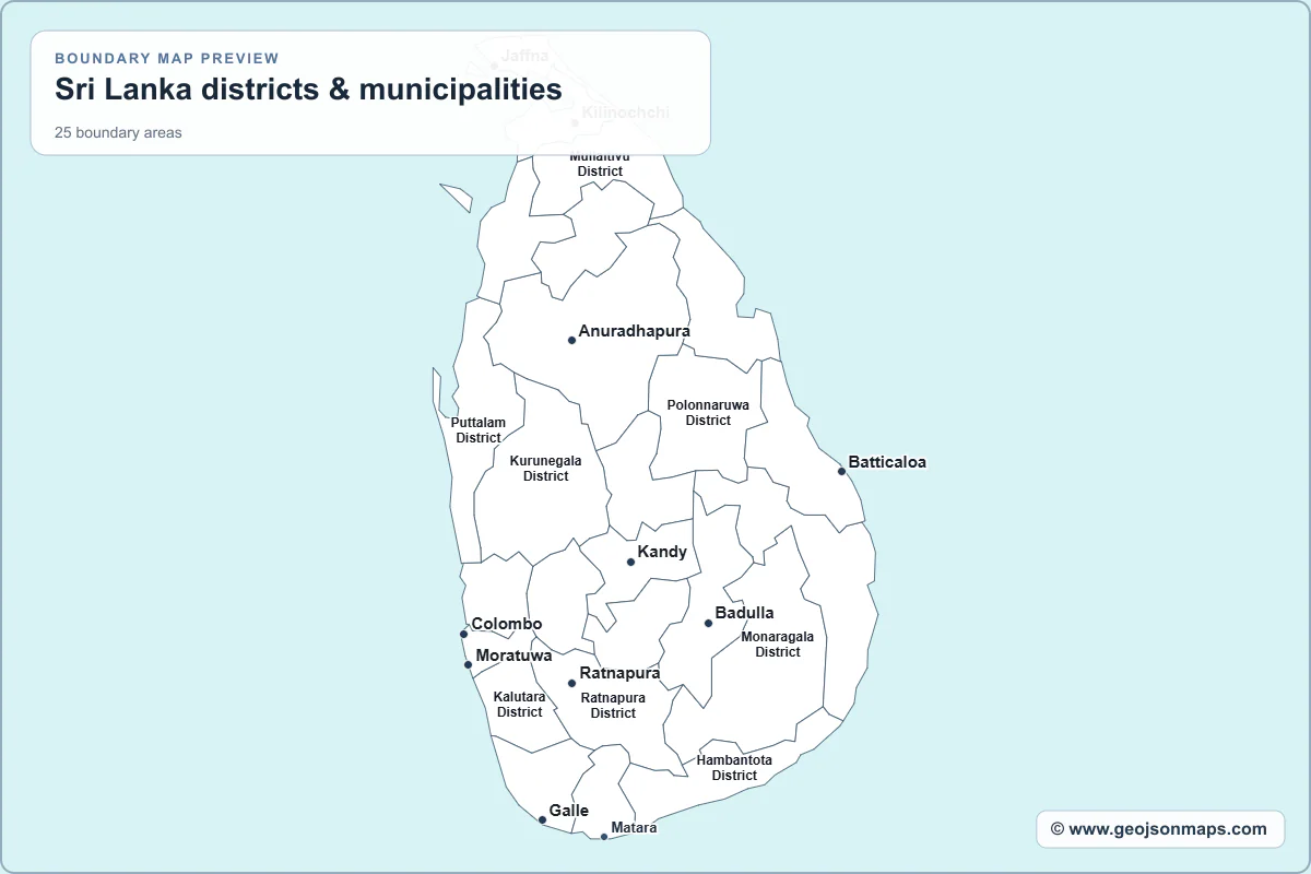 Preview of Sri Lanka districts & municipalities map