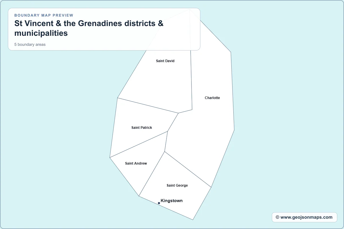 Preview of St Vincent & the Grenadines districts & municipalities map