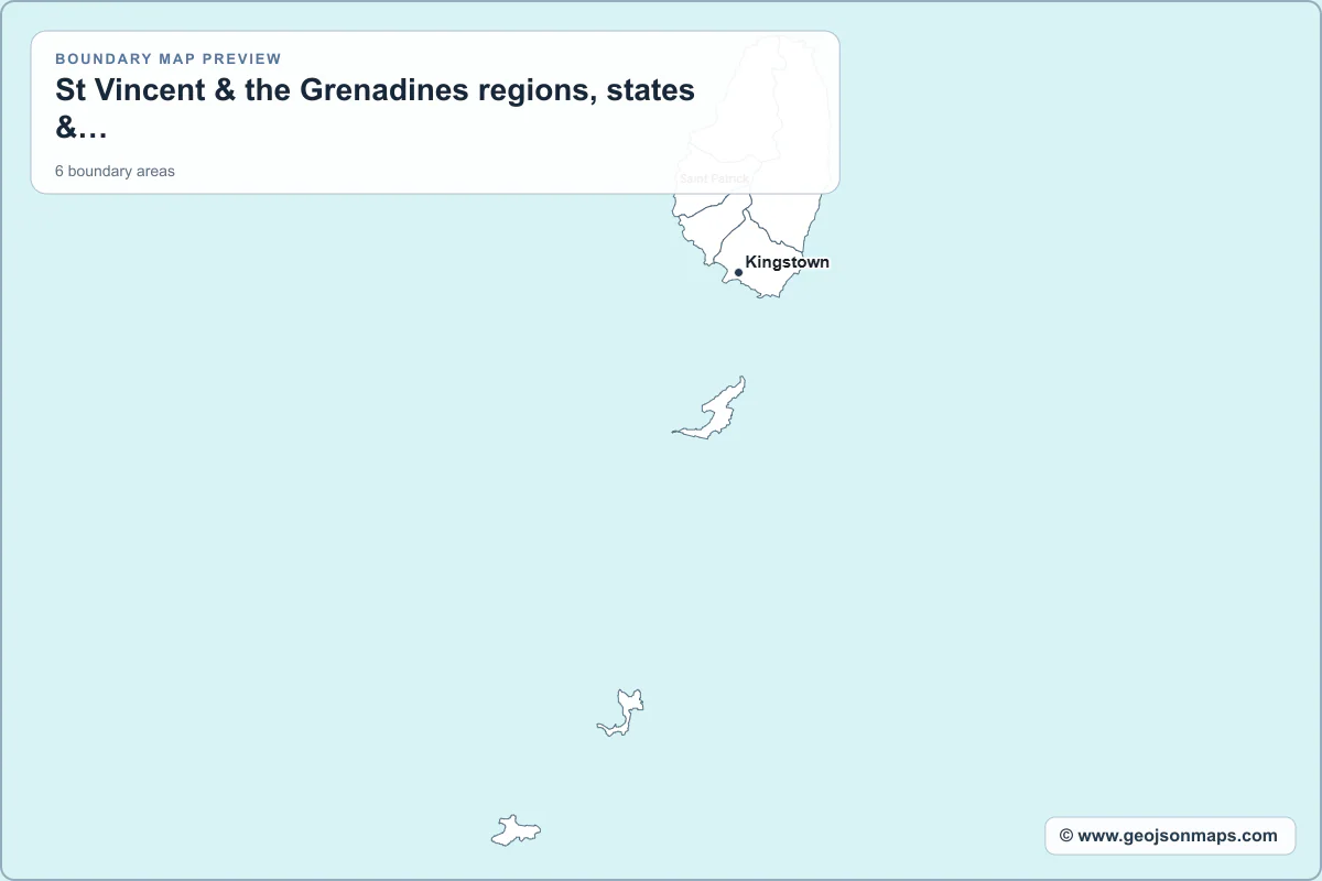 Preview of St Vincent & the Grenadines regions, states & provinces map