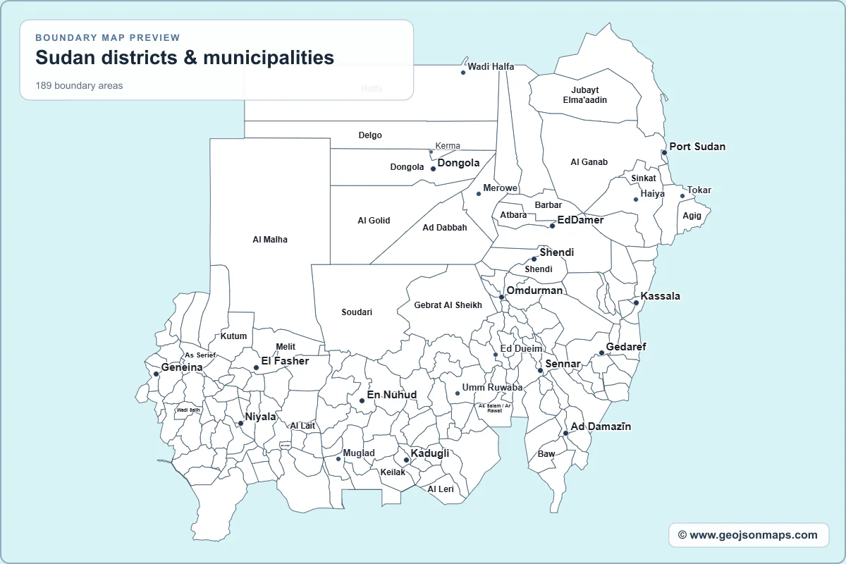 Preview of Sudan districts & municipalities map