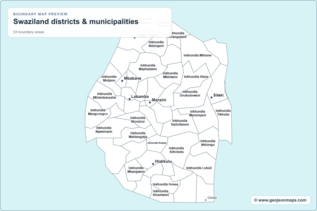 Preview of Swaziland districts & municipalities map