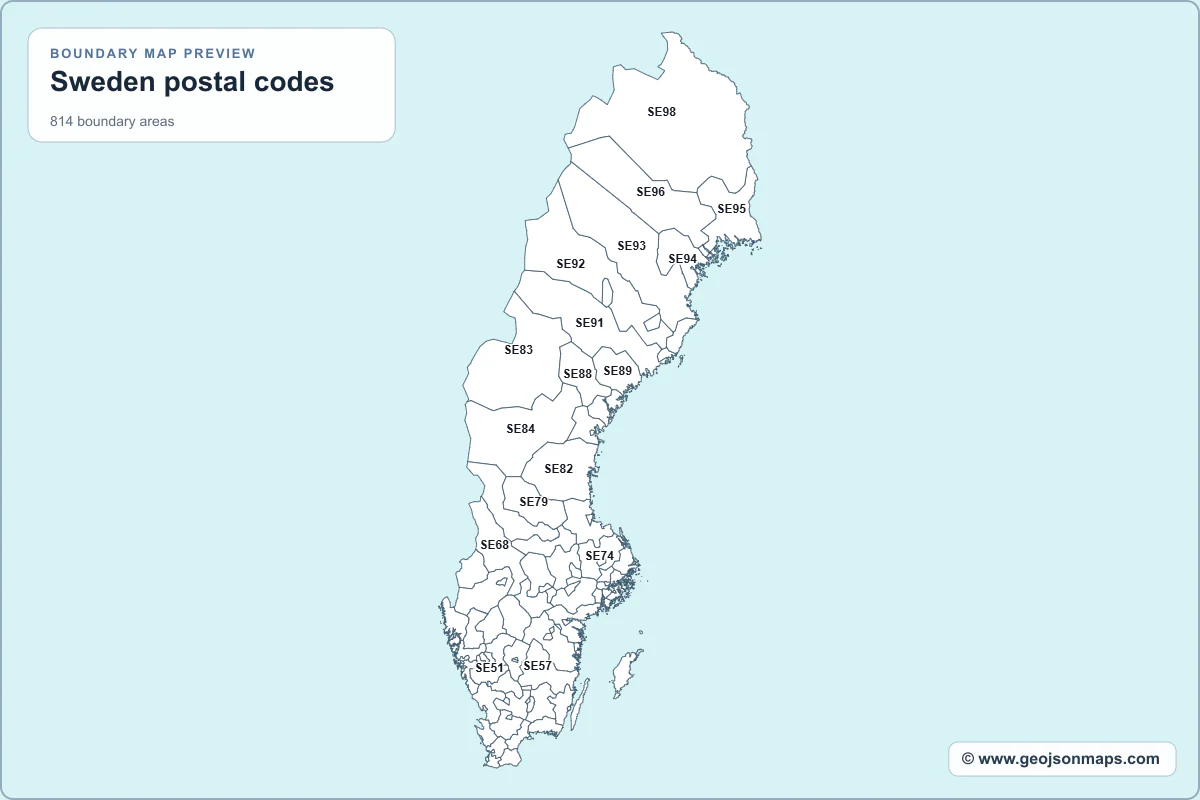 Preview of Sweden postal codes map