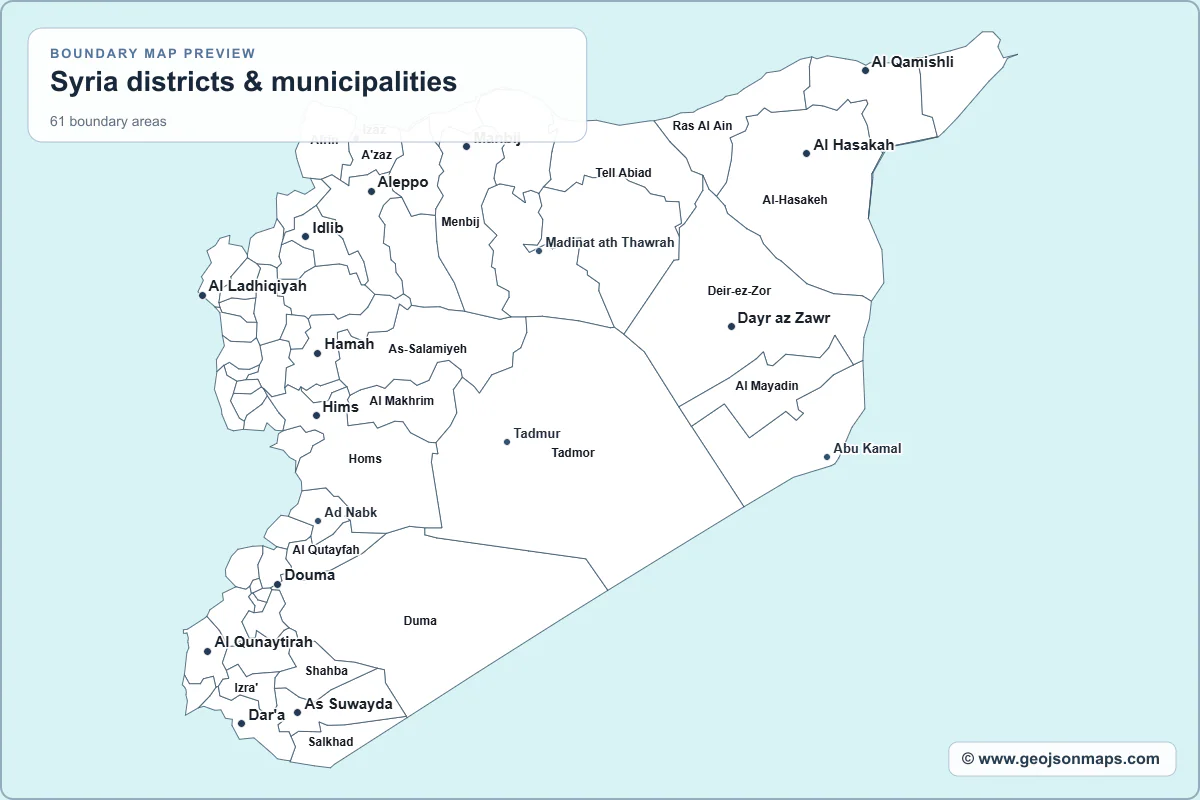 Preview of Syria districts & municipalities map