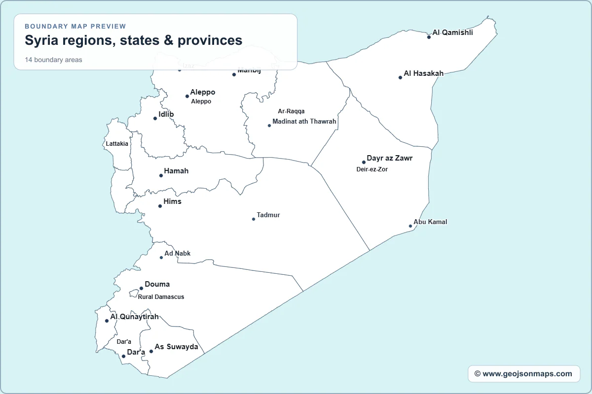 Preview of Syria regions, states & provinces map