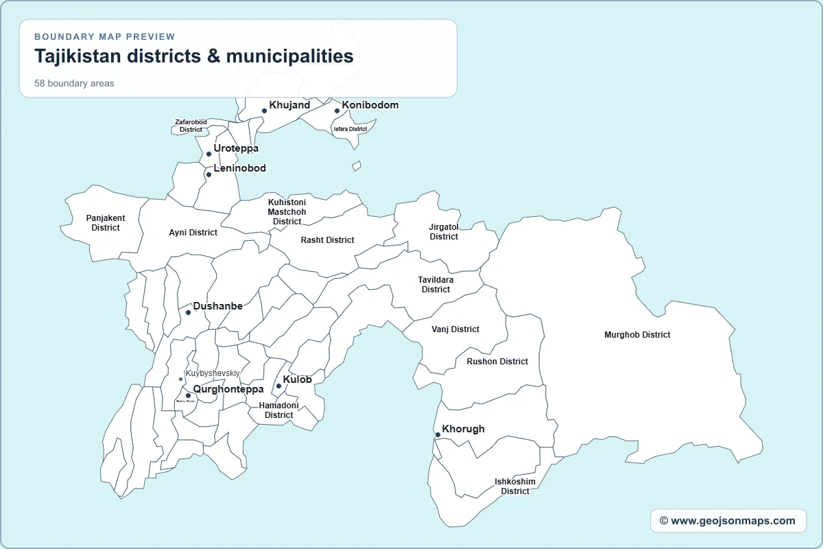 Preview of Tajikistan districts & municipalities map