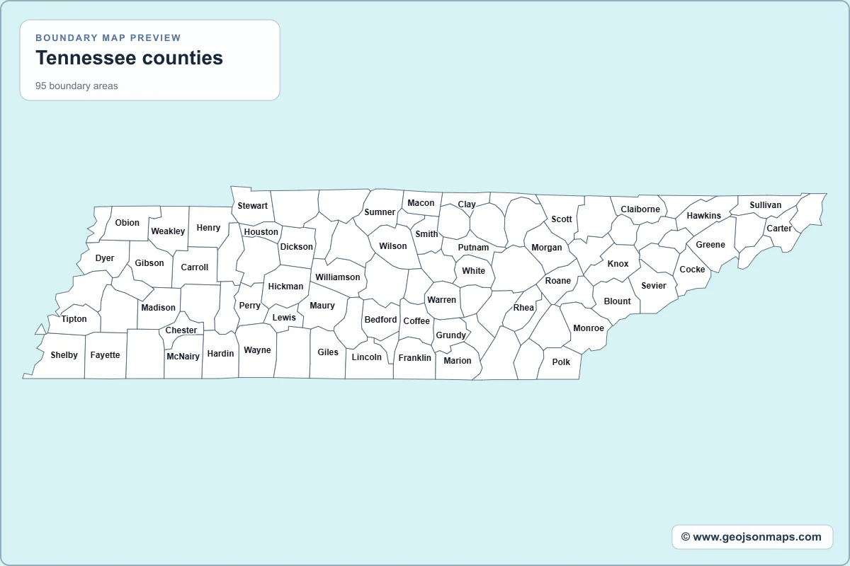 Preview of Tennessee counties map