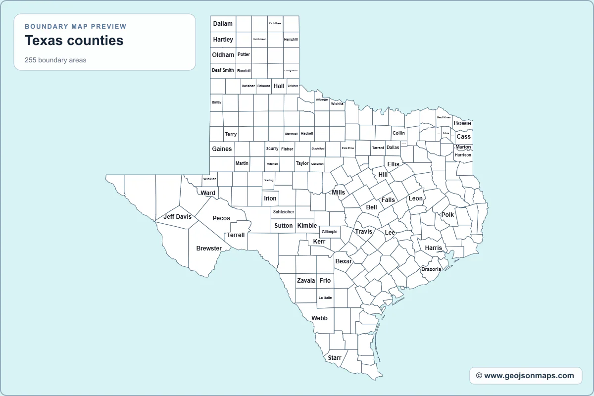 Preview of Texas counties map