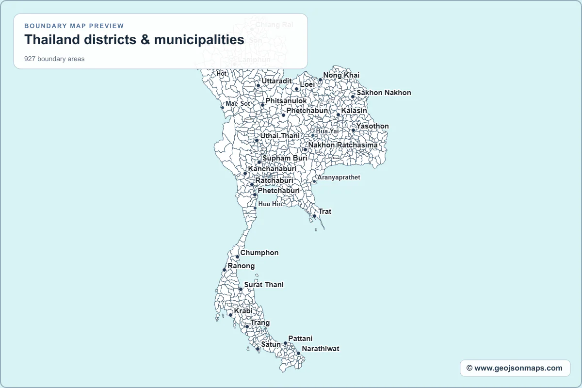 Preview of Thailand districts & municipalities map