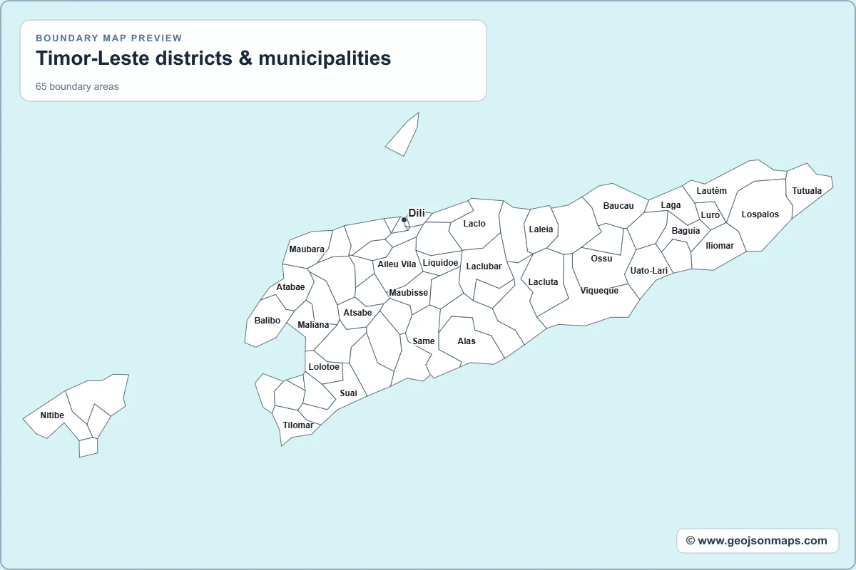 Preview of Timor-Leste districts & municipalities map
