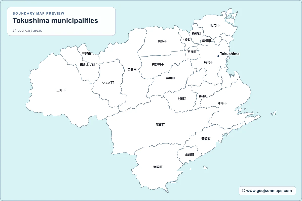 Preview of Tokushima municipalities map