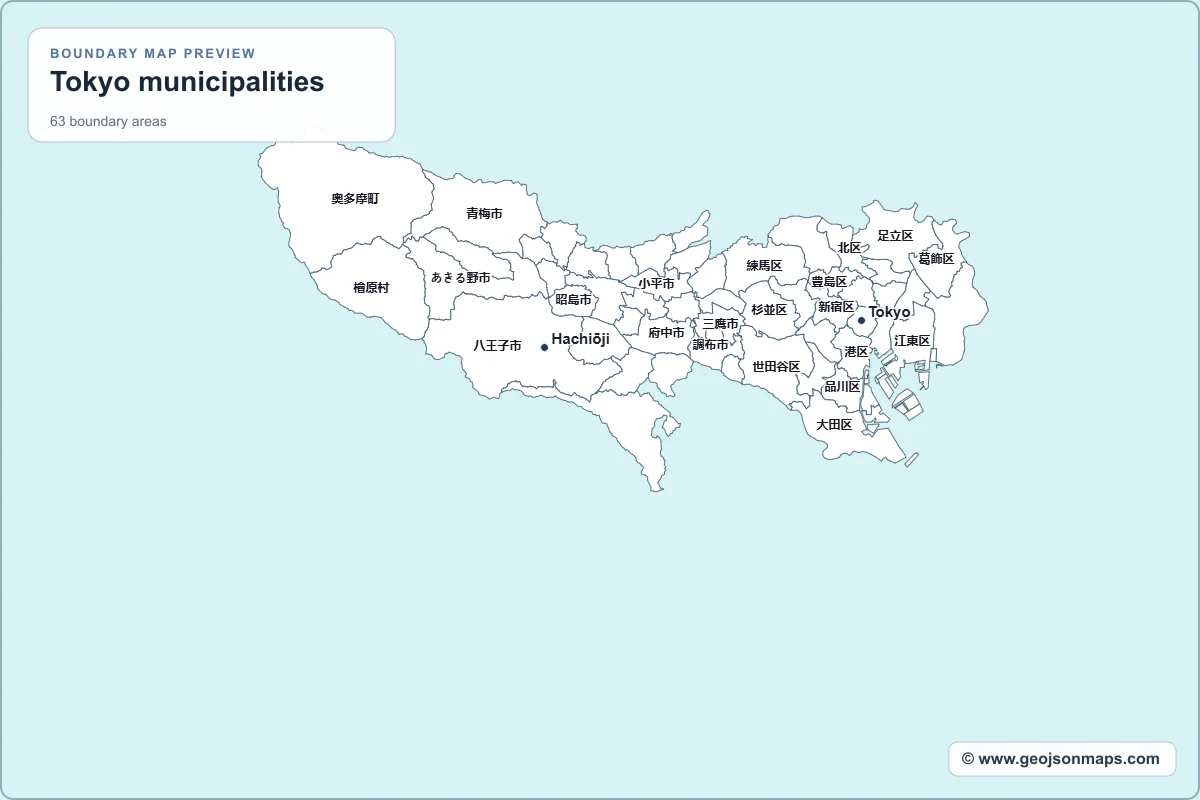 Preview of Tokyo municipalities map