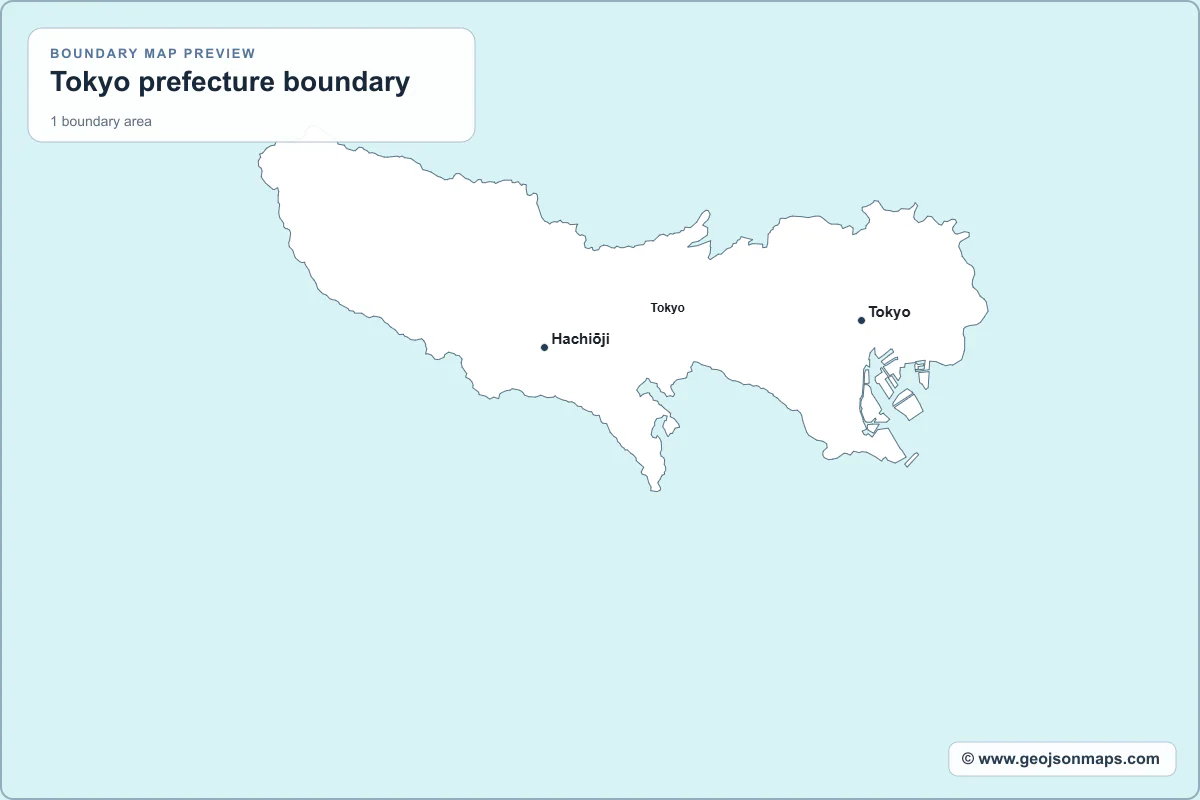 Preview of Tokyo prefecture boundary map