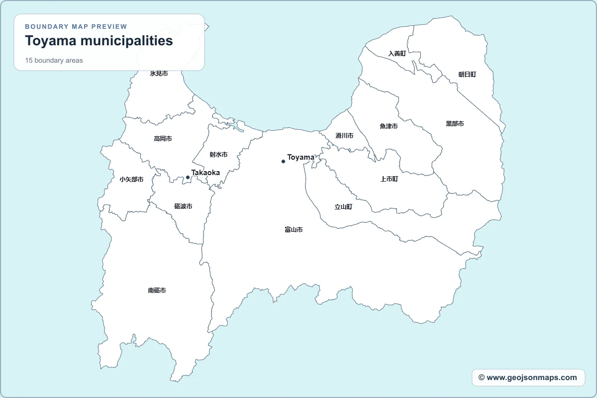 Preview of Toyama municipalities map