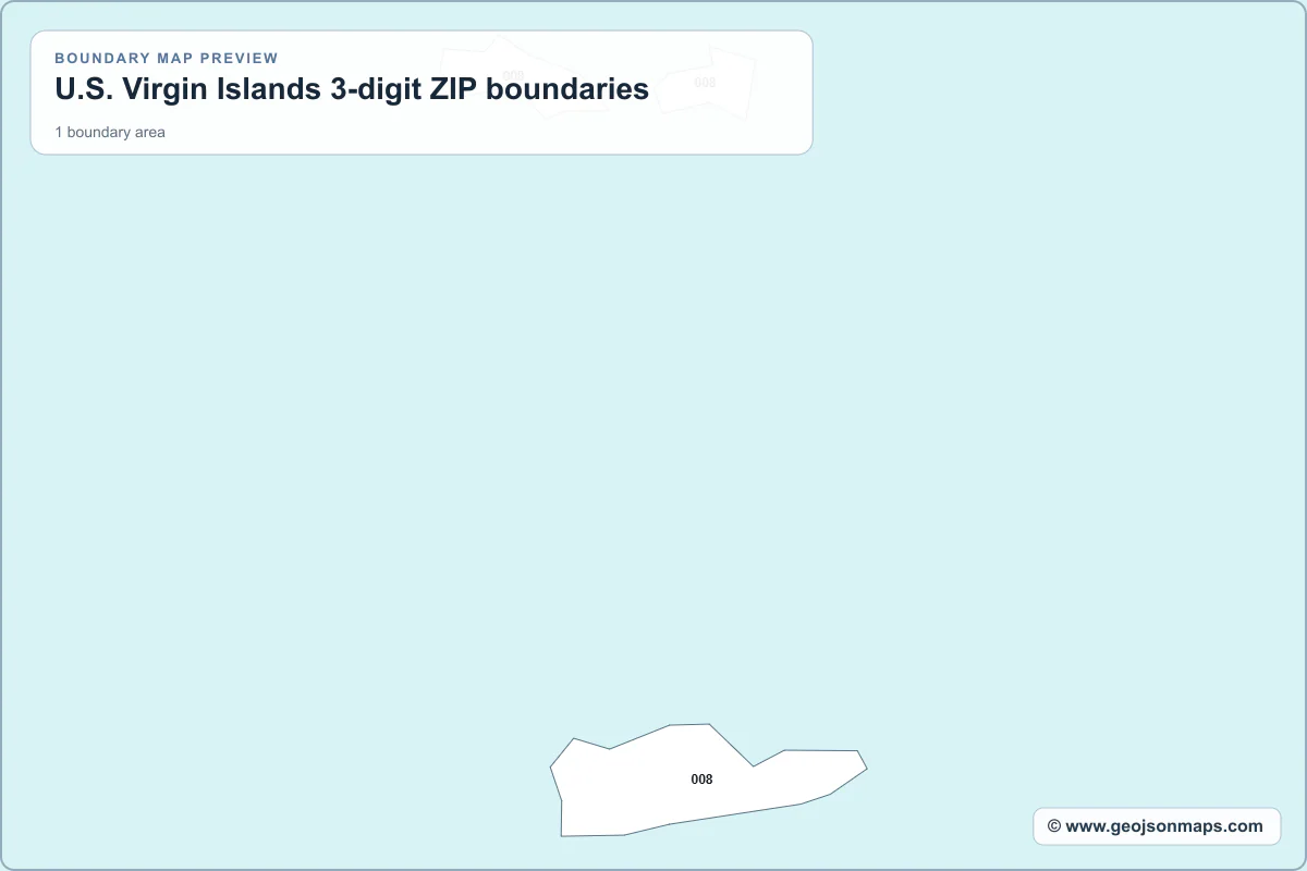 Preview of U.S. Virgin Islands 3-digit ZIP boundaries map