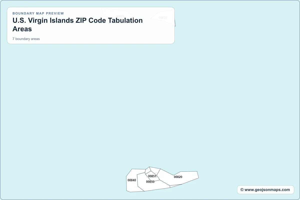 Preview of U.S. Virgin Islands ZIP Code Tabulation Areas map