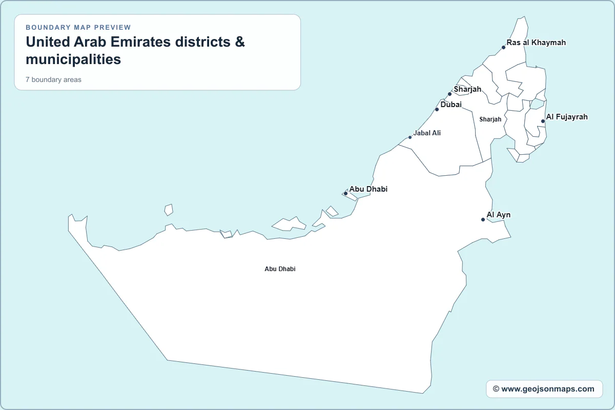 Preview of United Arab Emirates districts & municipalities map