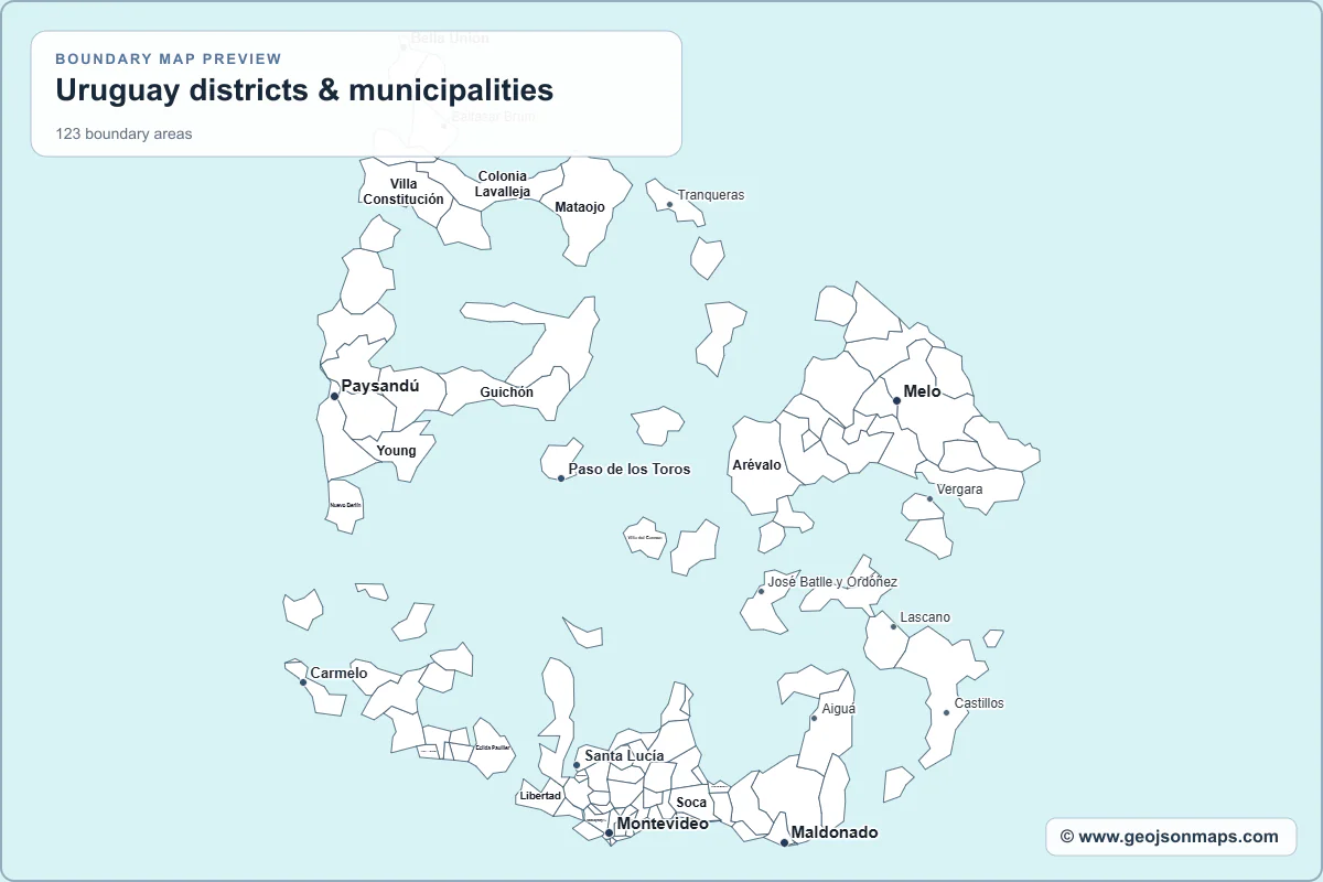 Preview of Uruguay districts & municipalities map