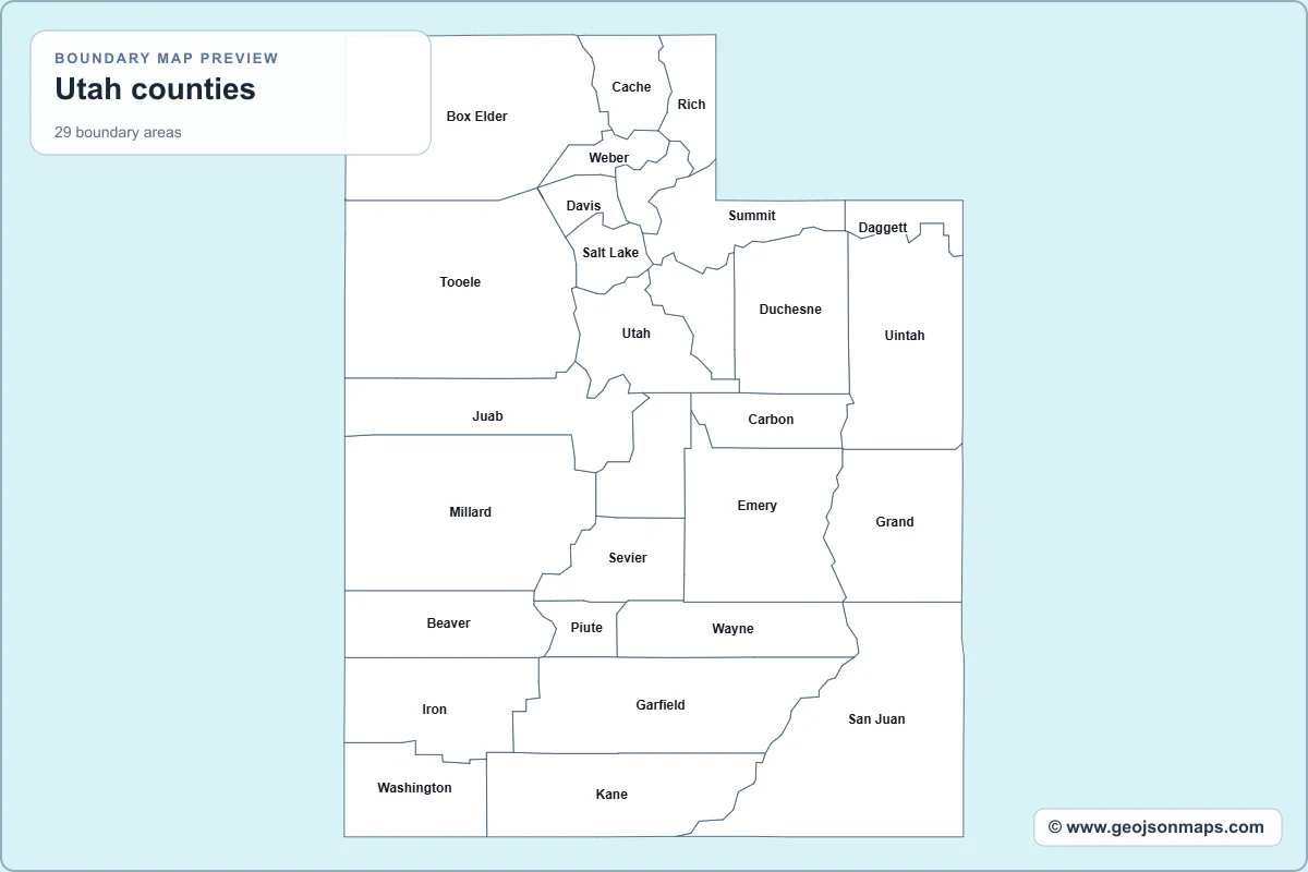 Preview of Utah counties map