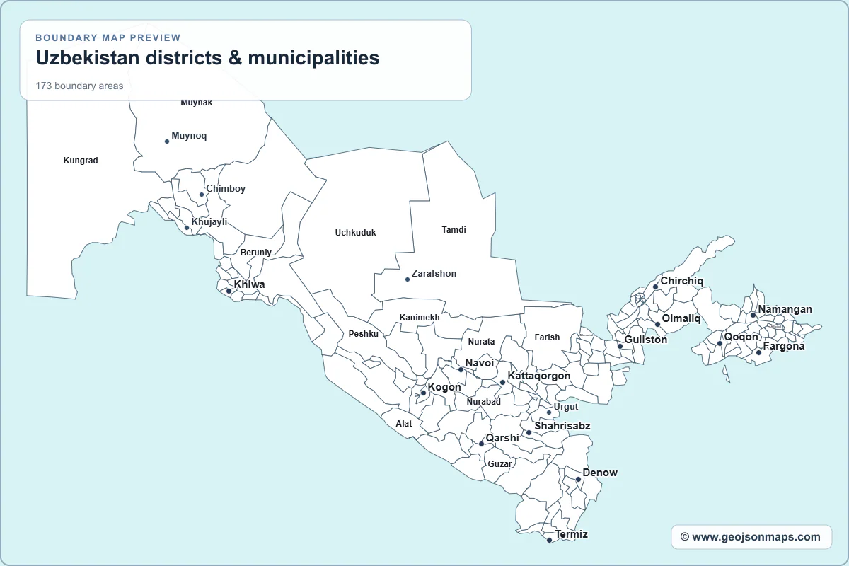 Preview of Uzbekistan districts & municipalities map