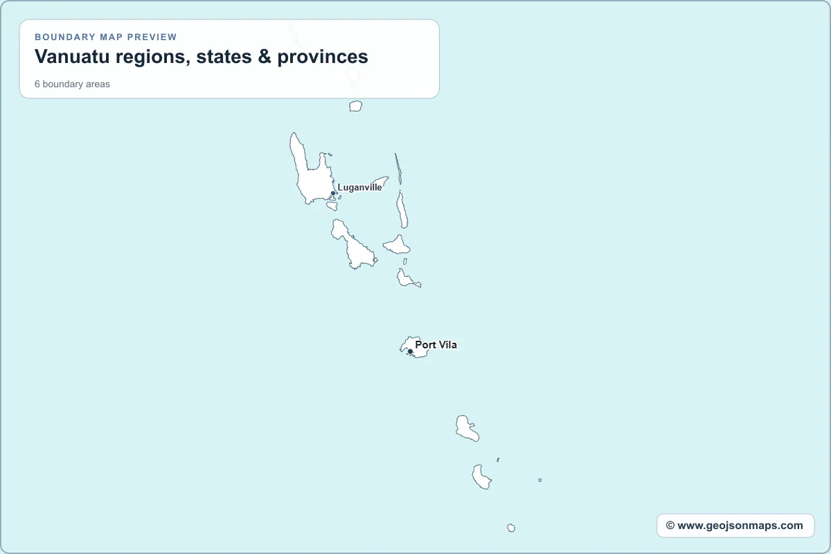 Preview of Vanuatu regions, states & provinces map