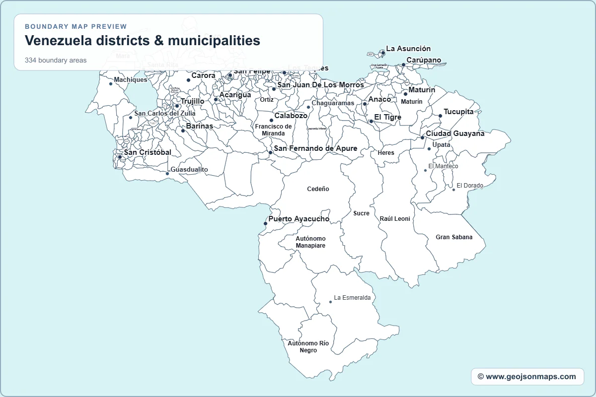 Preview of Venezuela districts & municipalities map
