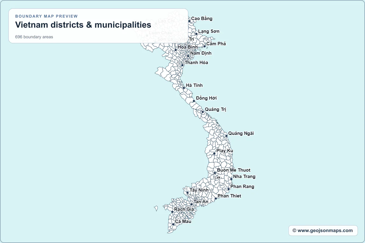Preview of Vietnam districts & municipalities map