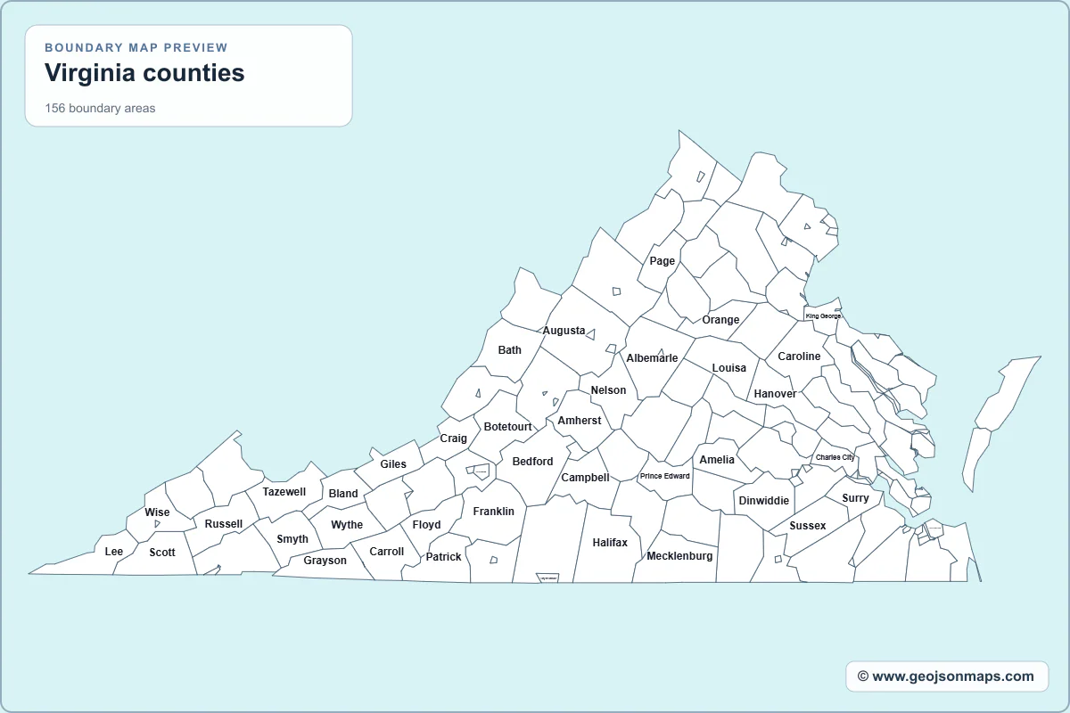 Preview of Virginia counties map